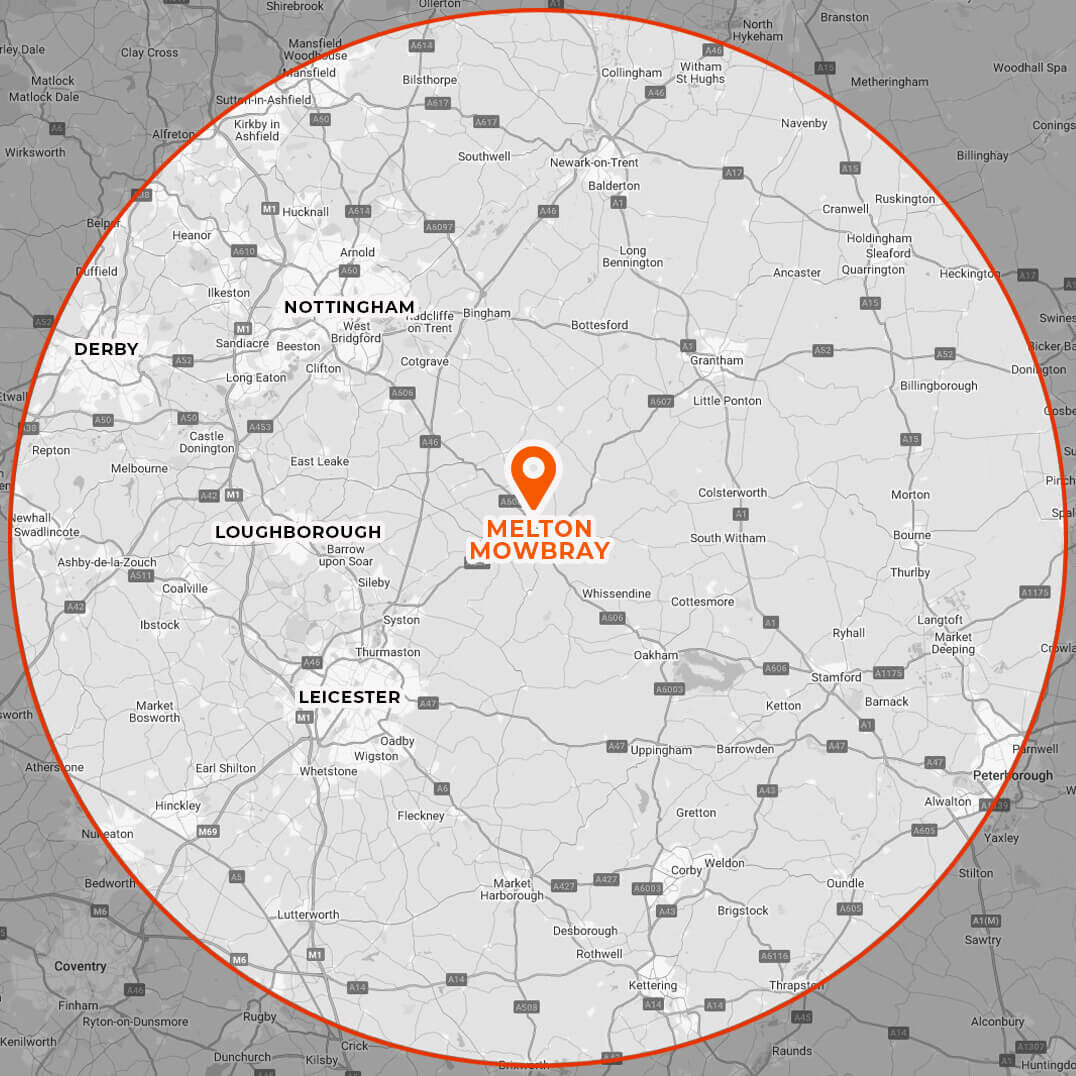 Our Fabrication workshop is located in Melton Mowbray. However we serve bespoke metalwork and steel fabrication right across the East Midlands to customers in Nottingham, Leicester, Derby, Loughborough, Grantham, Newark, Sleaford, and surrounding areas.